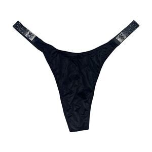 Victoria's Secret Scattered Shine Strap Smooth Thong Panty Black Size XL
